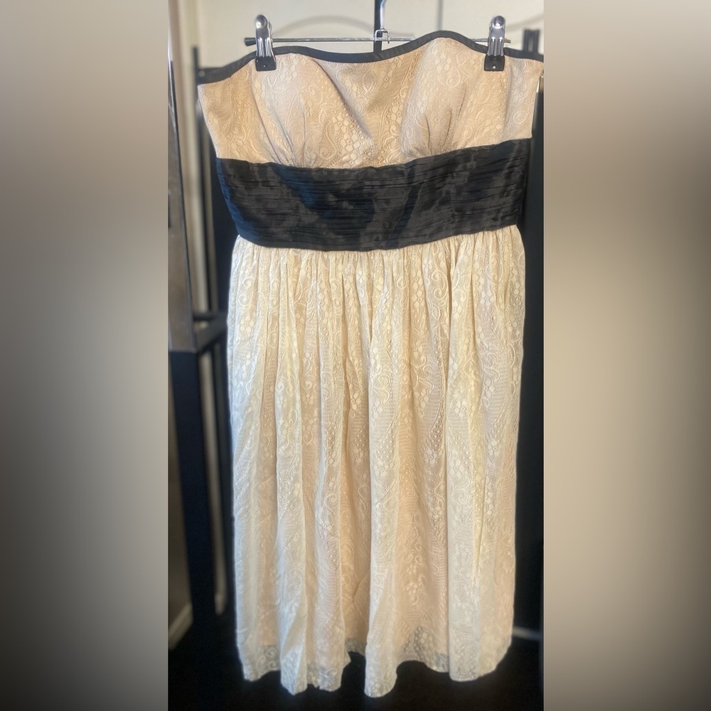 ‼️Cream and Black Strapless dress‼️